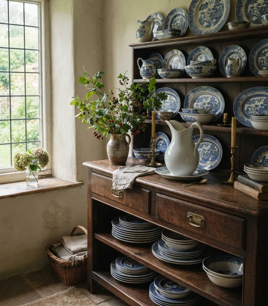 9. Display Blue-and-White Ceramics on a Dresser