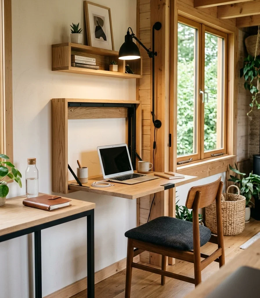 9. Fold-Down Wall Desk for Ultra-Tight Corners