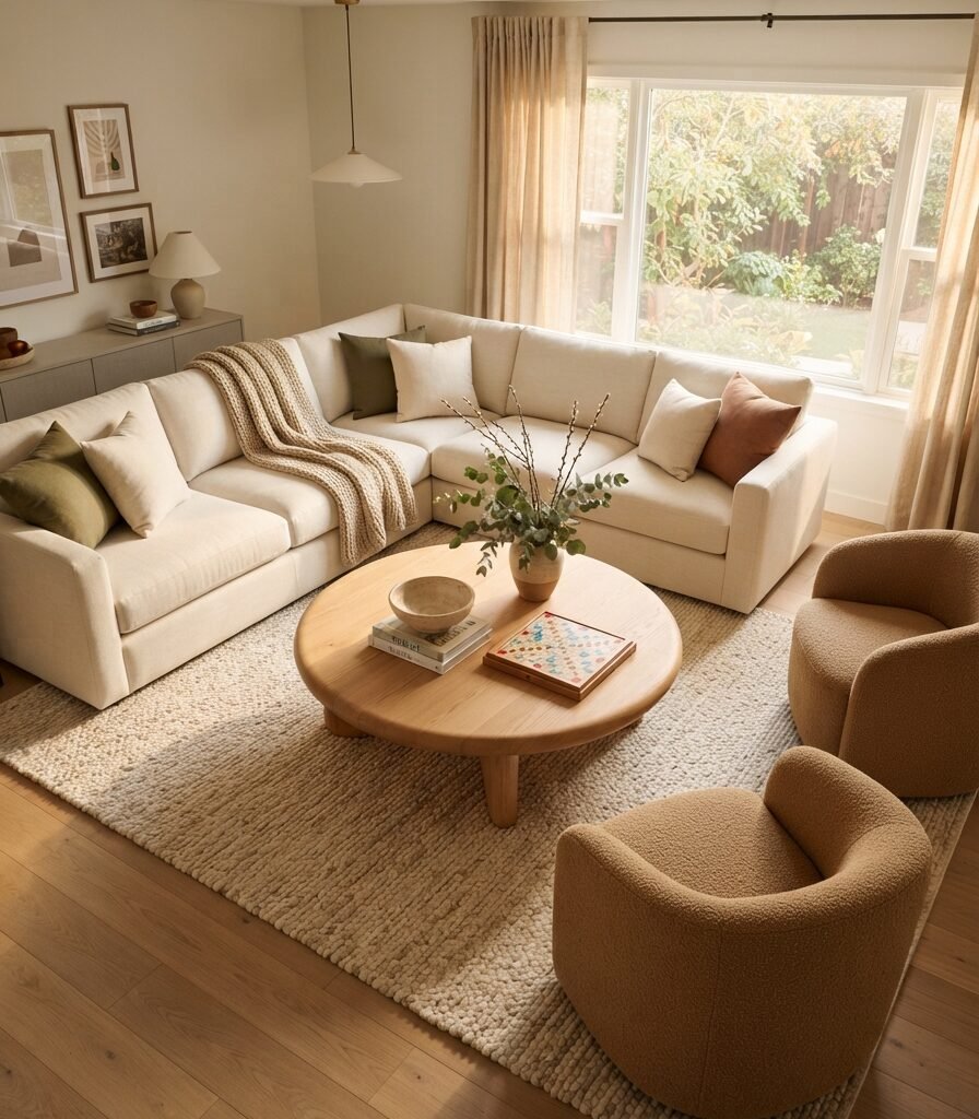 9. Make a Round Coffee Table the Social Center