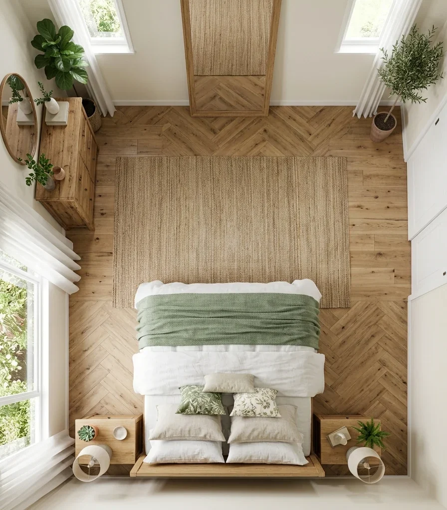 9. Positioning the Bed to Face the Room's Greenest Wall