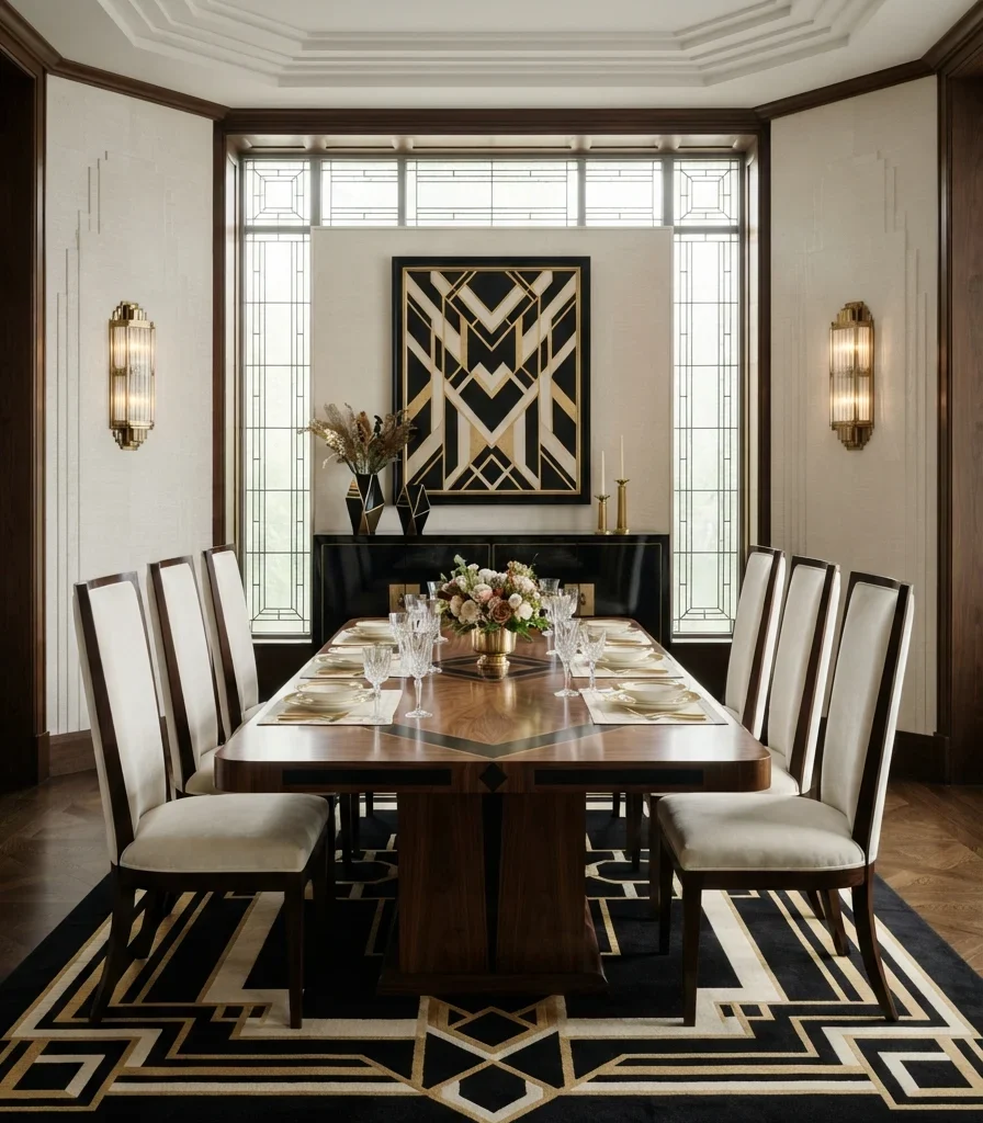 9. Symmetrical Dining Layout with a Central Axis