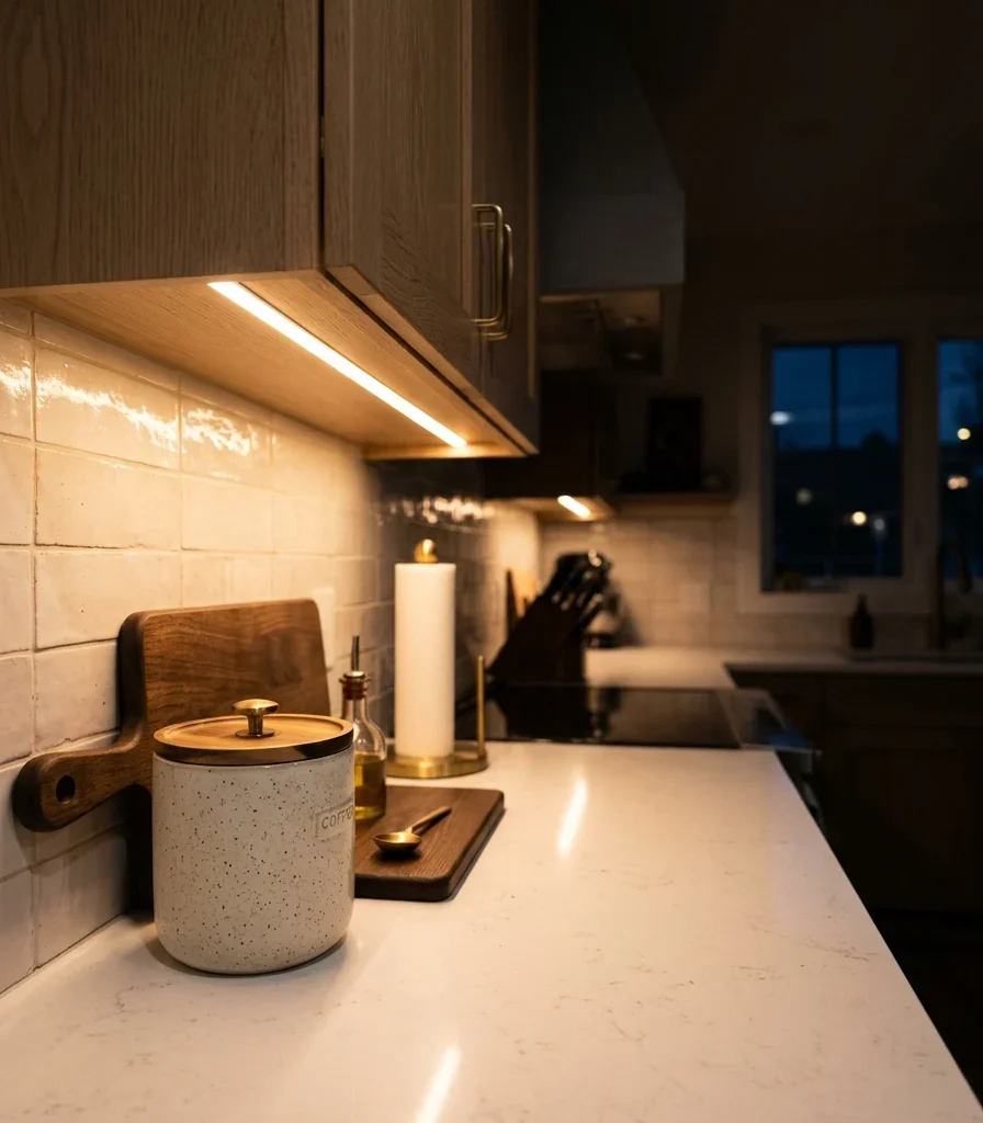 9. Under-Cabinet Lighting to Reduce Reliance on Overhead Fixtures