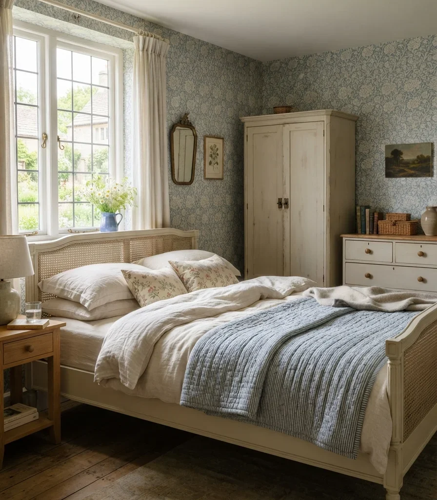 9. Use Faded Blue-and-White Pattern for English Cottage Character