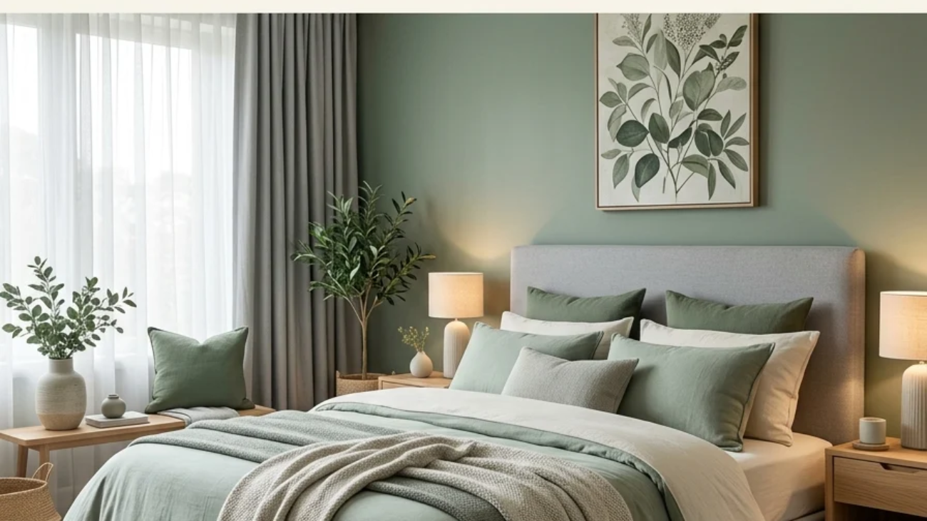 10 Ways to Create a Relaxing Green Grey Bedroom