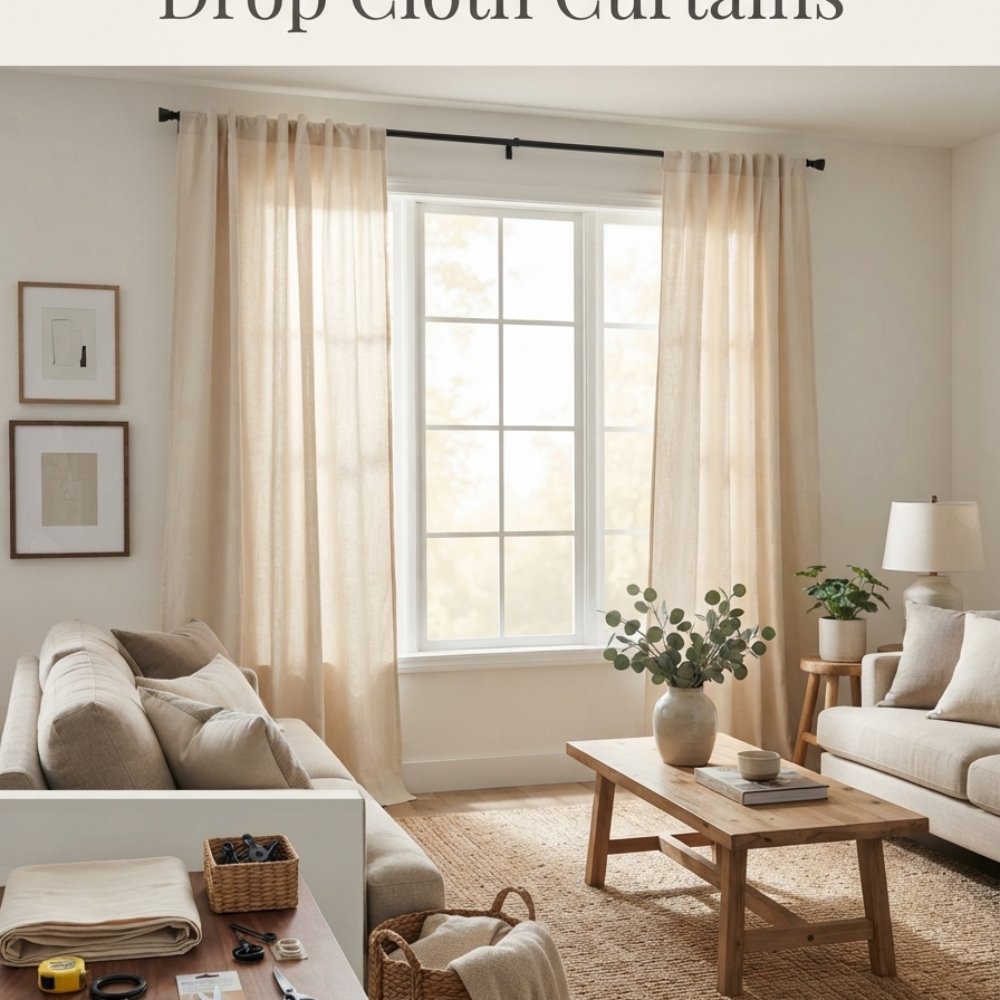 13 How to Make No Sew Drop Cloth Curtains