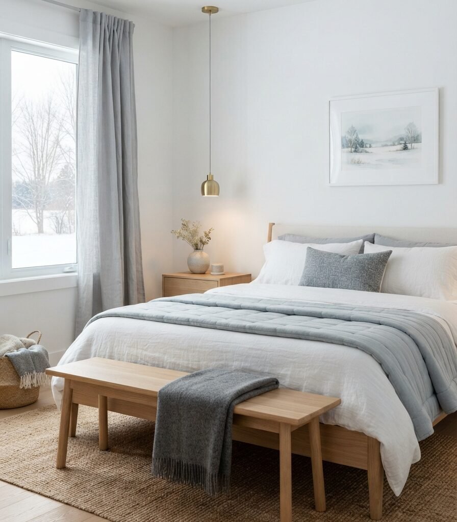 14. White Diamond with Soft Blue-Gray Winter Accents