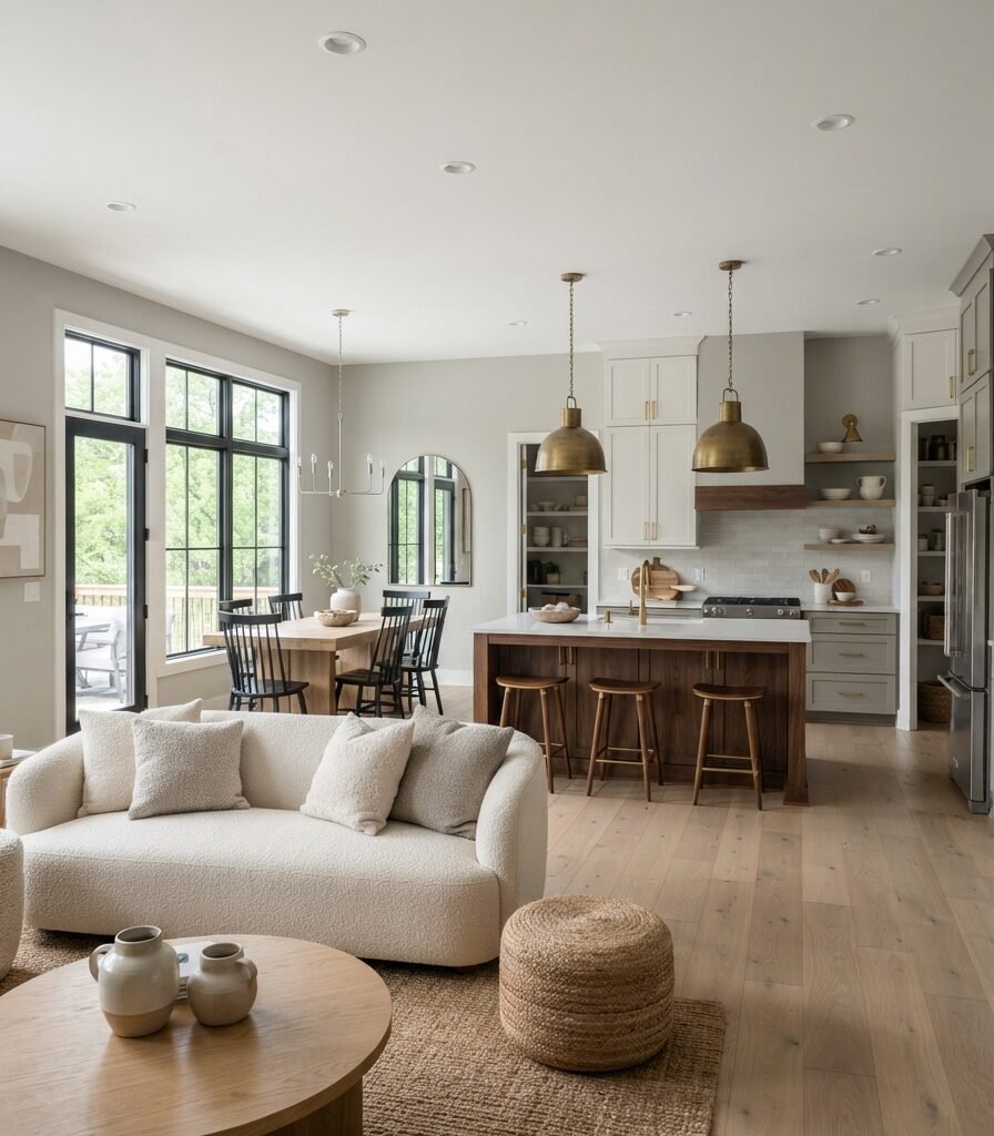 6. Worldly Gray SW 7043 for an Open-Plan Interior